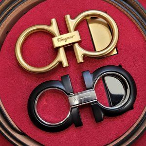 MEN'S SALVATORE FERRAGAMO GIFT SET LEATHER BELT WITH 2 BUCKLES IMPORTED